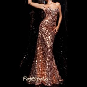 Tony Bowls Paris Rose Gold Beaded Gown Gala, Prom, Formal, Quinceanera- Size 8